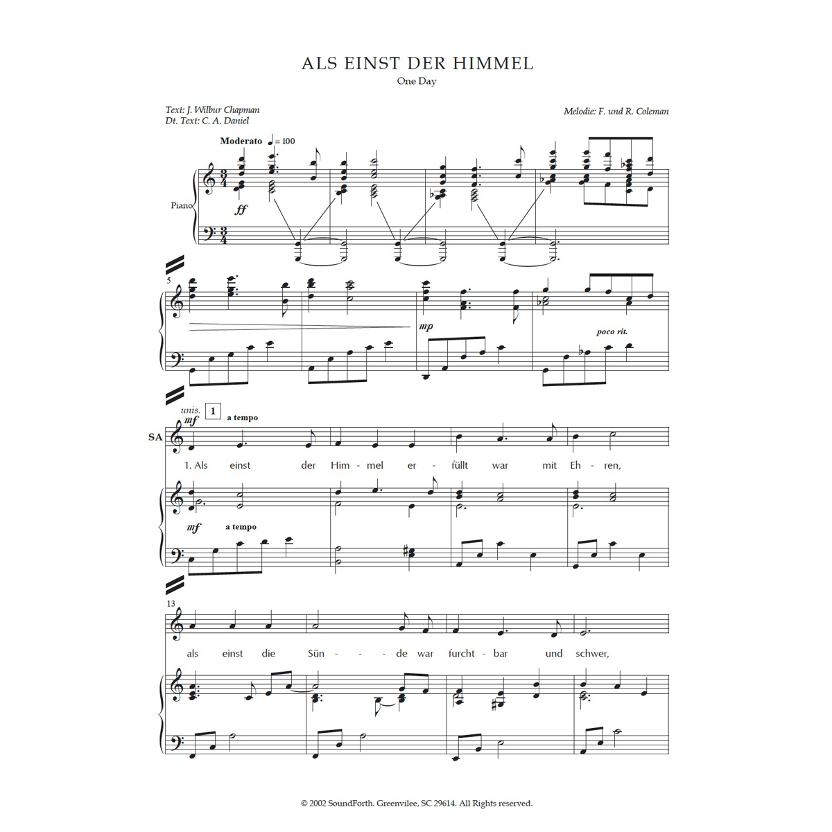 Als einst der Himmel – SATB + Piano (Download-Partitur)