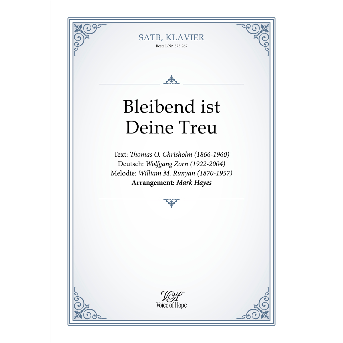 Bleibend ist Deine Treu - SATB + Piano (Partitur)