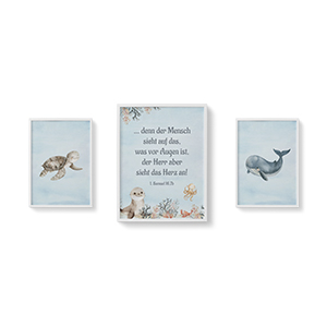Wandbild - Meerestiere (1. Samuel 16,7b) | 3er Set