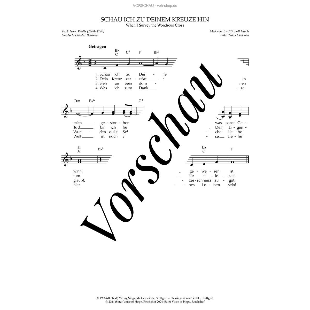 Schau ich zu Deinem Kreuze hin (Irisch) (Download)